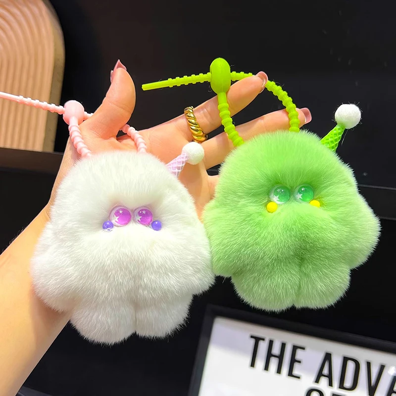 Cute Imitation otter Rabbit Hair Ice Cream Clumsy Pendant Car Key Chain Bag Accessories Gift