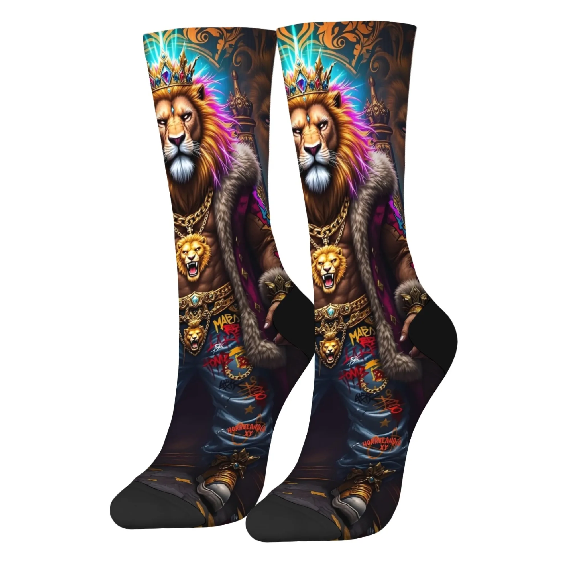 

Уличная мода Король Лев забавные мужские носки Harajuku ретро стиль новинка хип-хоп счастливые компрессионные носки вечерние карнавальный подарок