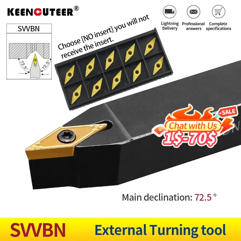 SVVBN1212H11 SVVBN1616H11 SVVBN2525M16 Portaherramientas de torneado cilíndrico VBMT herramienta de mecanizado de inserto de carburo Portaherramientas de torno CNC torno herramienta de torneado tools
