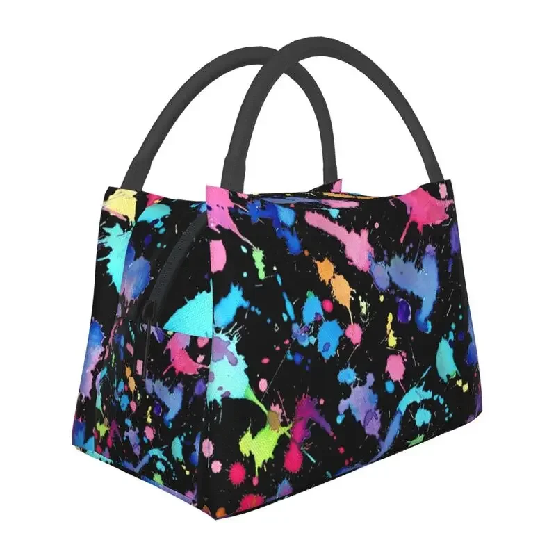 

Colorful Paint Splatter Insulated Lunch Bags for Women Artist Painting Resuable Cooler Thermal Bento Box Office kids