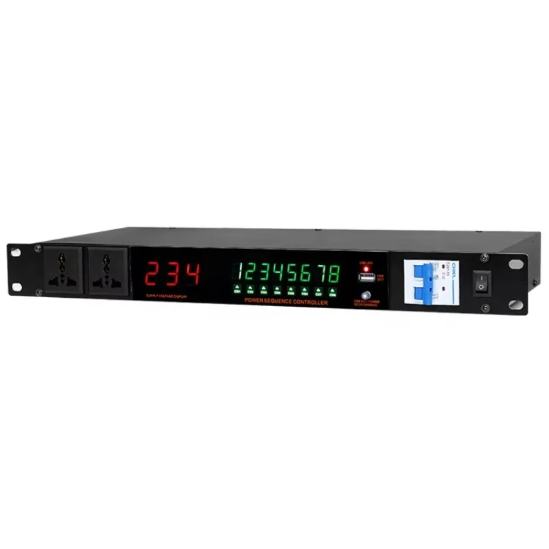 

PS-05682 Air Switch 8+2 Outlets Power Sequencer Conditioner with 0.56 Inch LED Display/Filter/Each Channel with Switch