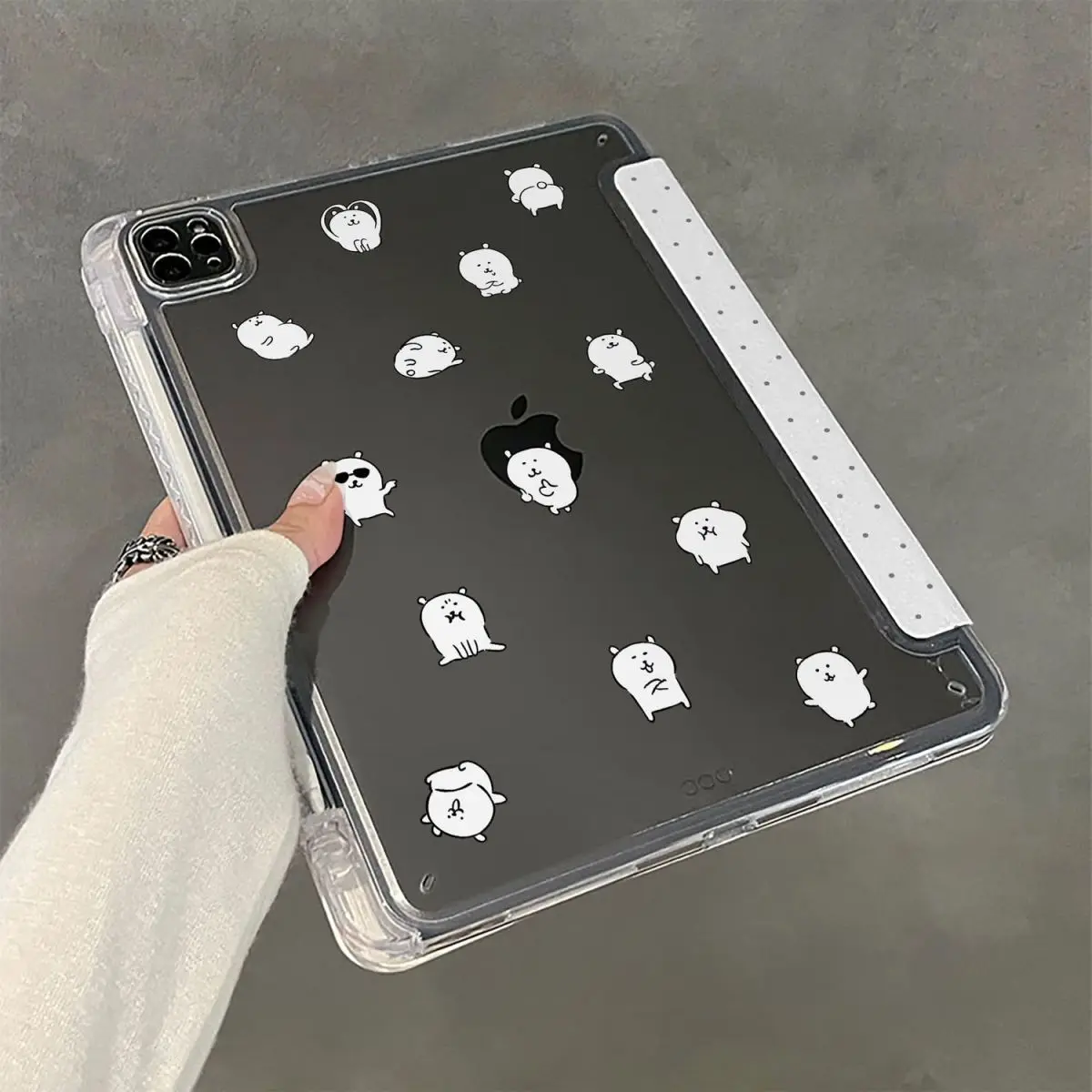 Full Screen Wave Point Bear Case For iPad Air 11 10th 11th A16 9th Case iPad Pro11 4 5 10.9in 12.9 M2 M3 M4 Mini 7 Pencil Holder