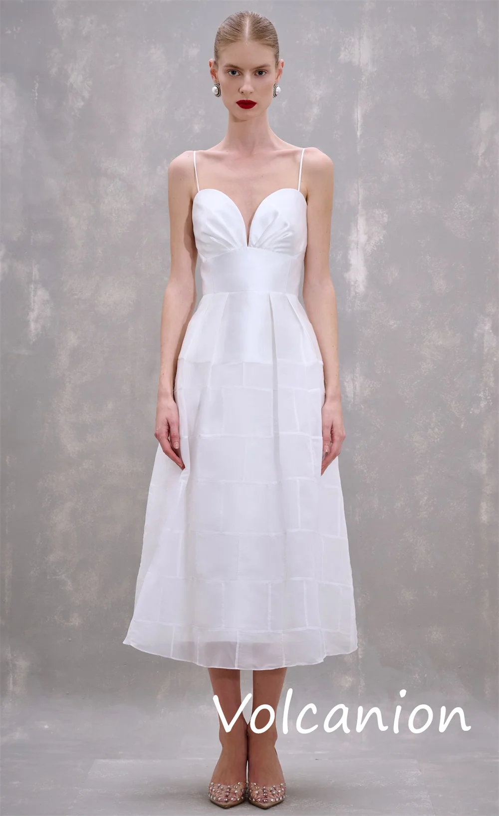 Customized Fashion Charmeuse Pleat A-line Backless Midi Dresses Bespoke Occasion Sizes Available Classic