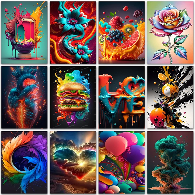 

5D Diamond Painting Full Square&Round embroidery mosaic Cross stitch Kit Colorful landscape abstract flowers home decoration Art