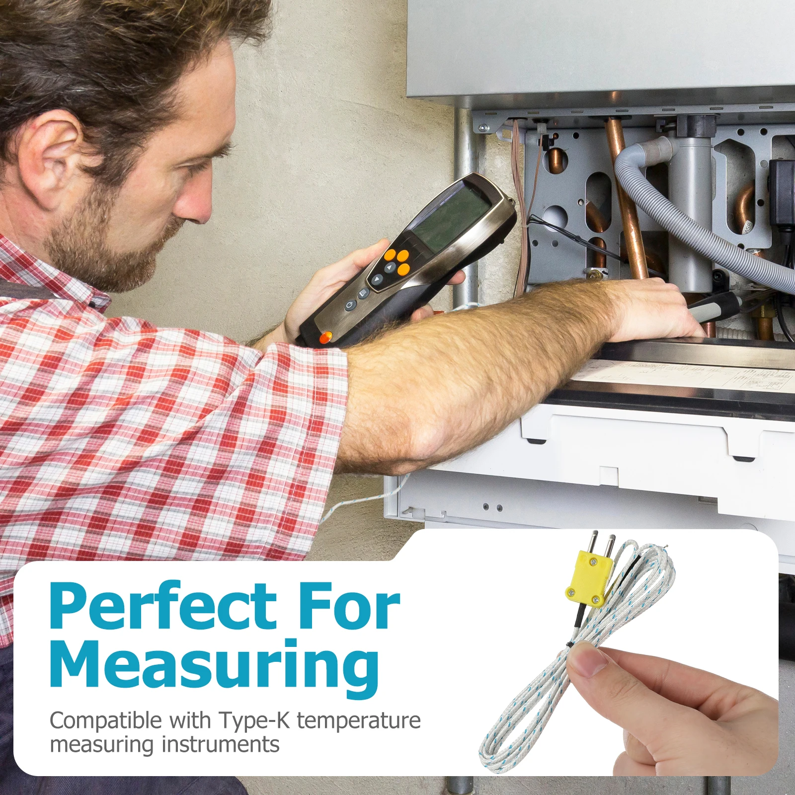 

5Pcs K Type Mini-Connector Thermocouple Temperature Probe Stable Performance Easy Installation K Type Thermocouple Probe