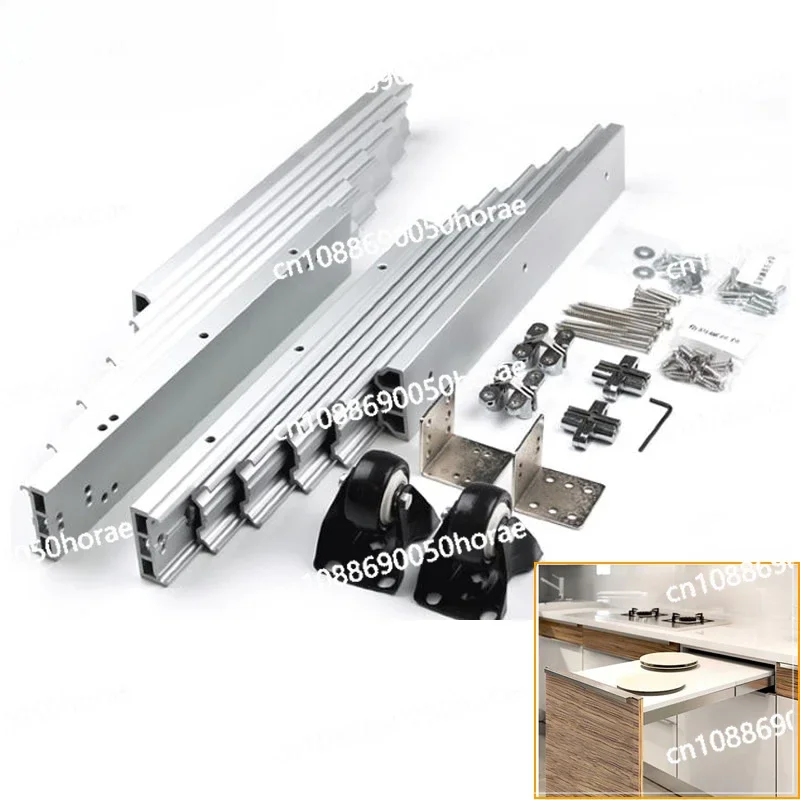 Aluminum Table Telescopic Slide,save Space ,Concealed Folding Table Guide Rail Hinge, Flat Push Folding Furniture Hardware