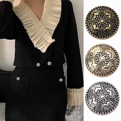 10 Pieces/set Vintage Floral Heart Pattern Round Metal Buttons Suit Jacket Cardigan Coat Fashion Hand Sewn Decorative Buttons
