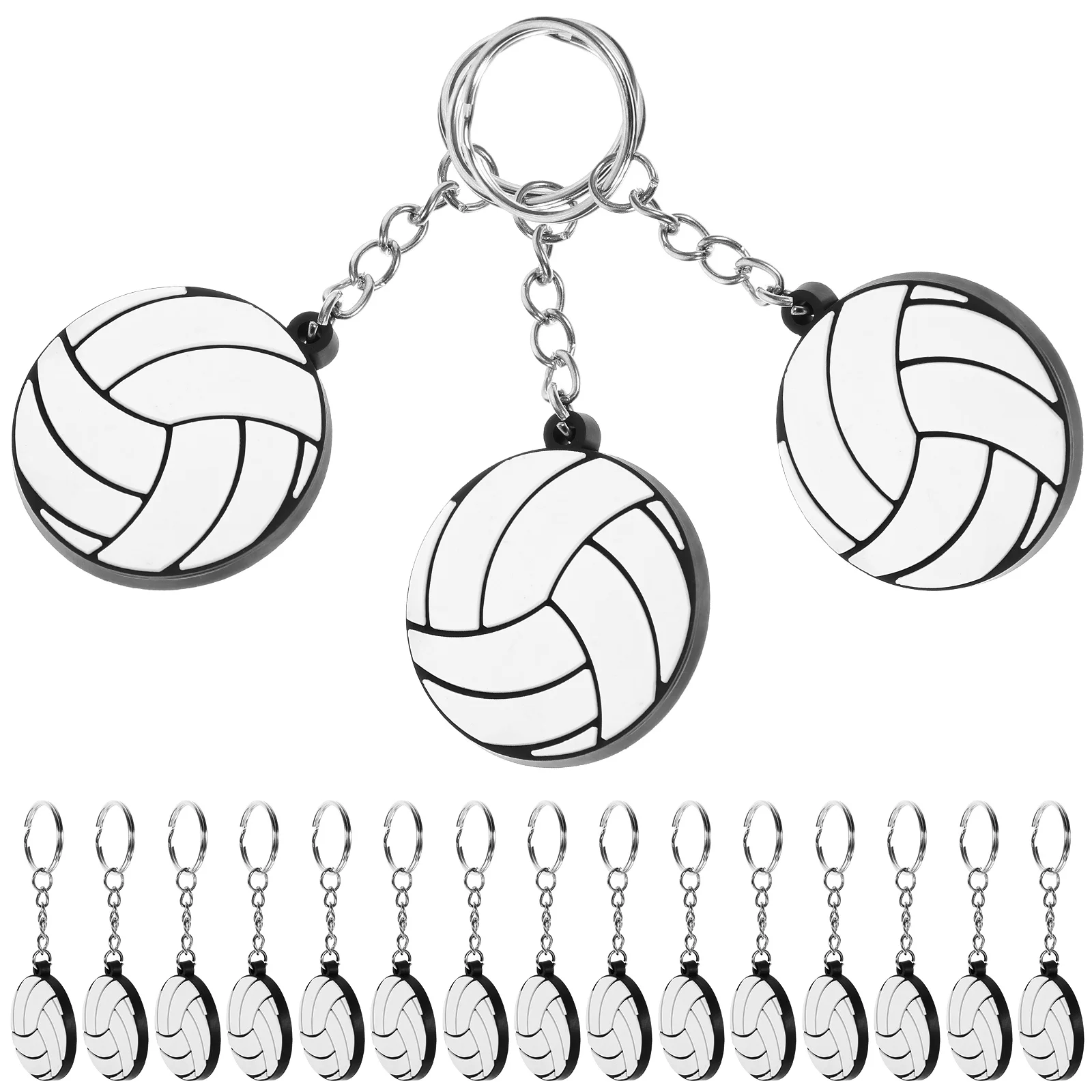 20 Pcs Keychain Pvc Volleyball Party Decoration Pendant Rings Favors Clasp Metal