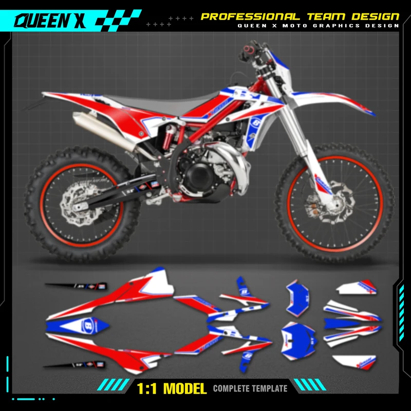 QUEEN X MOTO Motorcycle Team Graphics Decal Sticker Kit For BETA  Xtrainer 2020 2021 2022  005