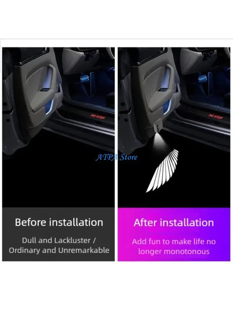 U13C Auto On/Off Car Welcome Light LED Projection Welcome Sign Rechargeable Battery
