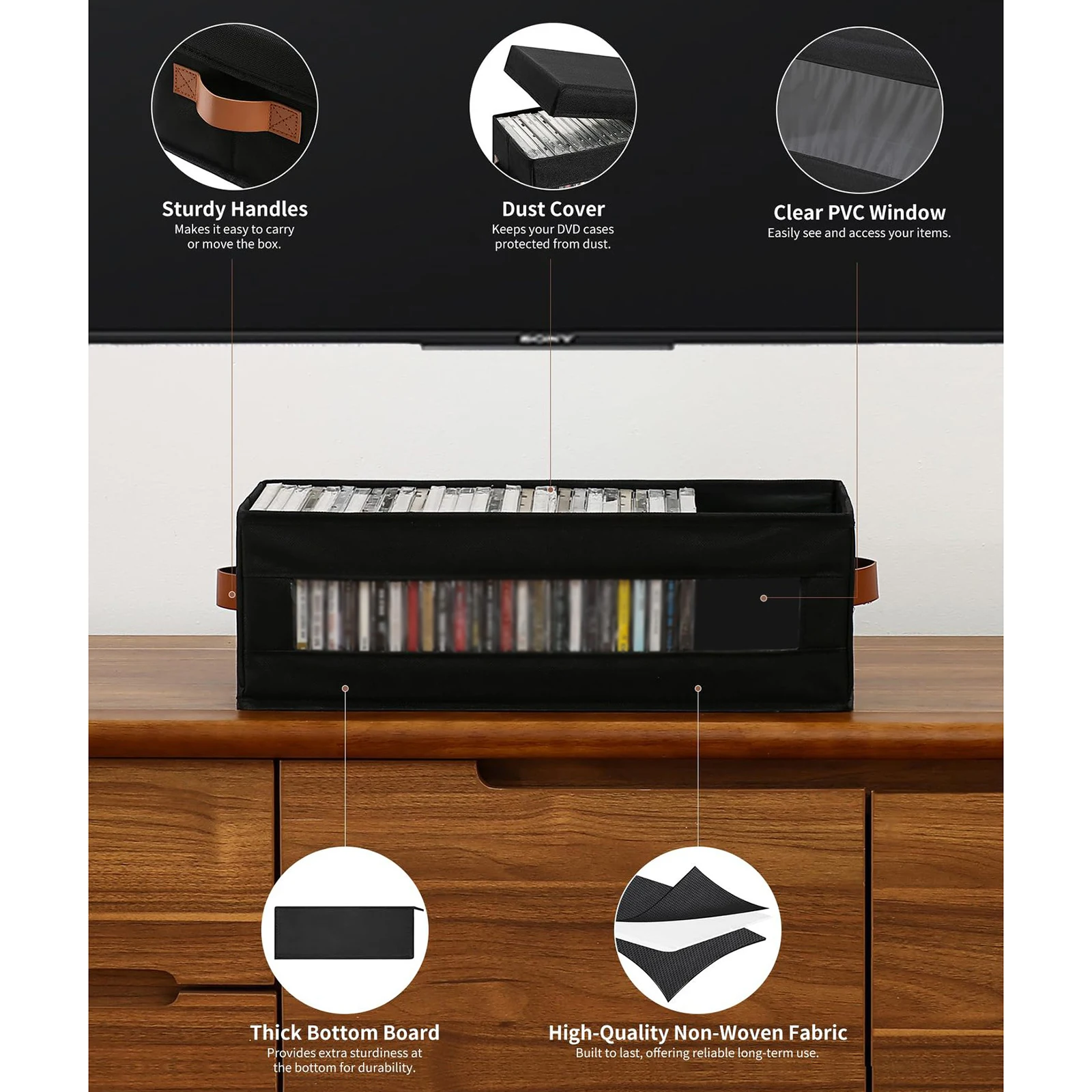 CD Storage Box With Dustproof Lid For Organizing Towels,toys,office Supplies, Clothing For DVD - view 4