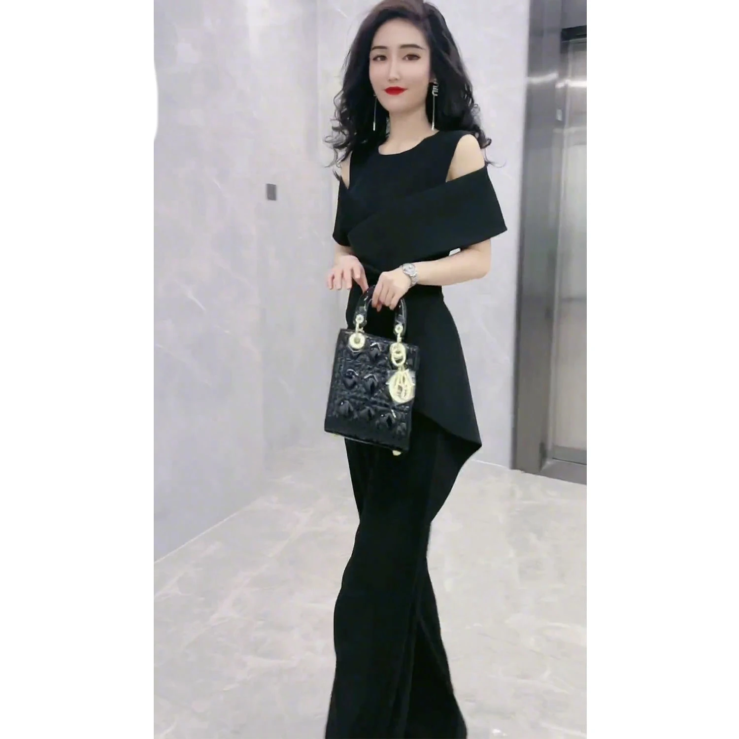 Women Black Elegant Jumpsuits Office Lady O Neck Flare Pants One Piece Rompers 2022 Casual Night Prom Overalls