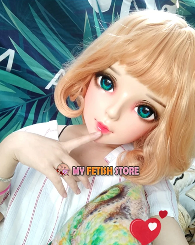 (Shi-07) mujer dulce chica resina media cabeza Kigurumi BJD ojos Crossdress Cosplay Anime japonés papel máscara de Lolita con ojos y peluca