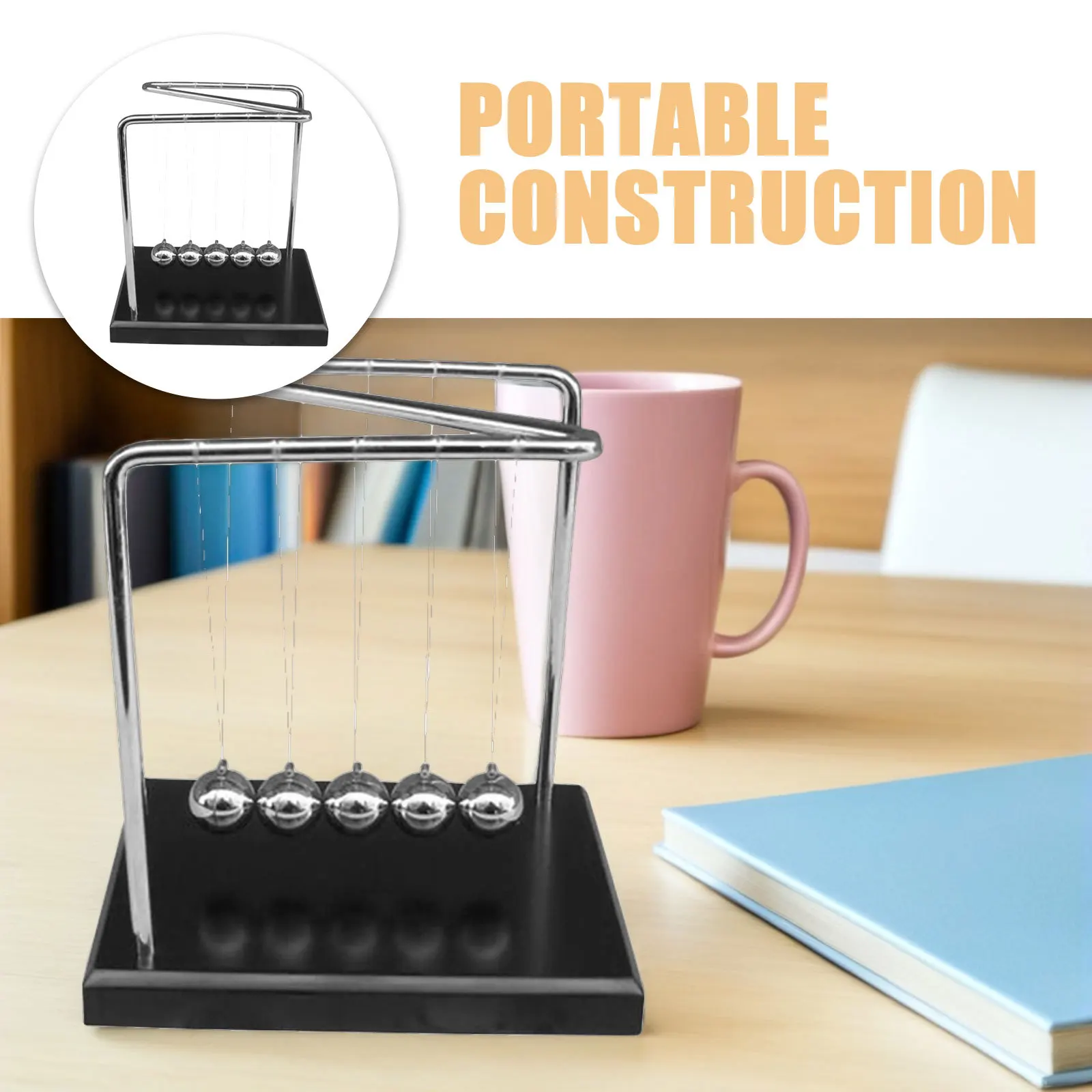 Cradle Pendulum Ball Zshape Solid Wood Base Metal Swing Physics For Office Home Desktop Decoration Science Learning Kit