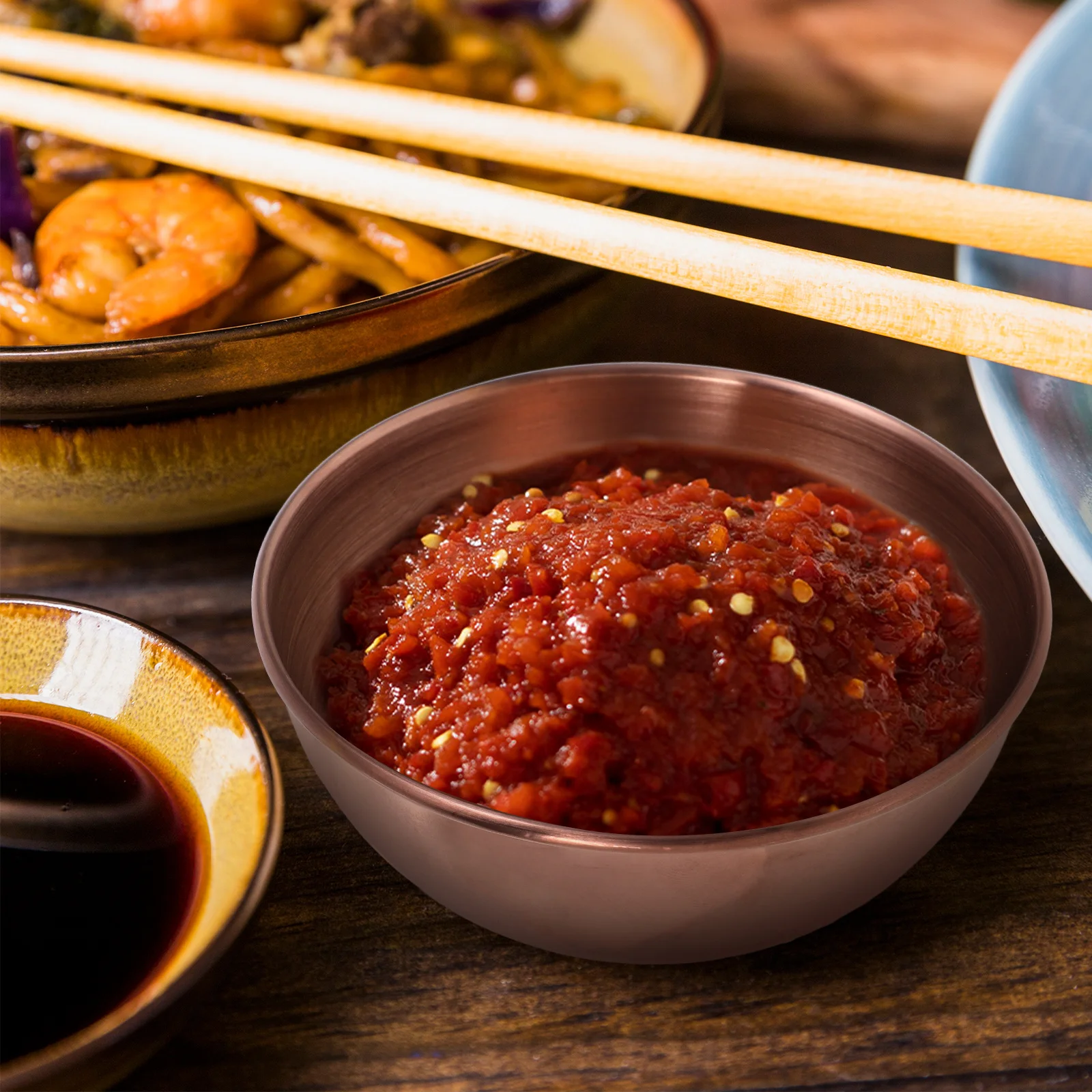 

Golden Sauce Dish Stainless Steel Small Condiment Containers For Soy Sauce Vinegar Dipping Sauces Kitchen Dining Serving
