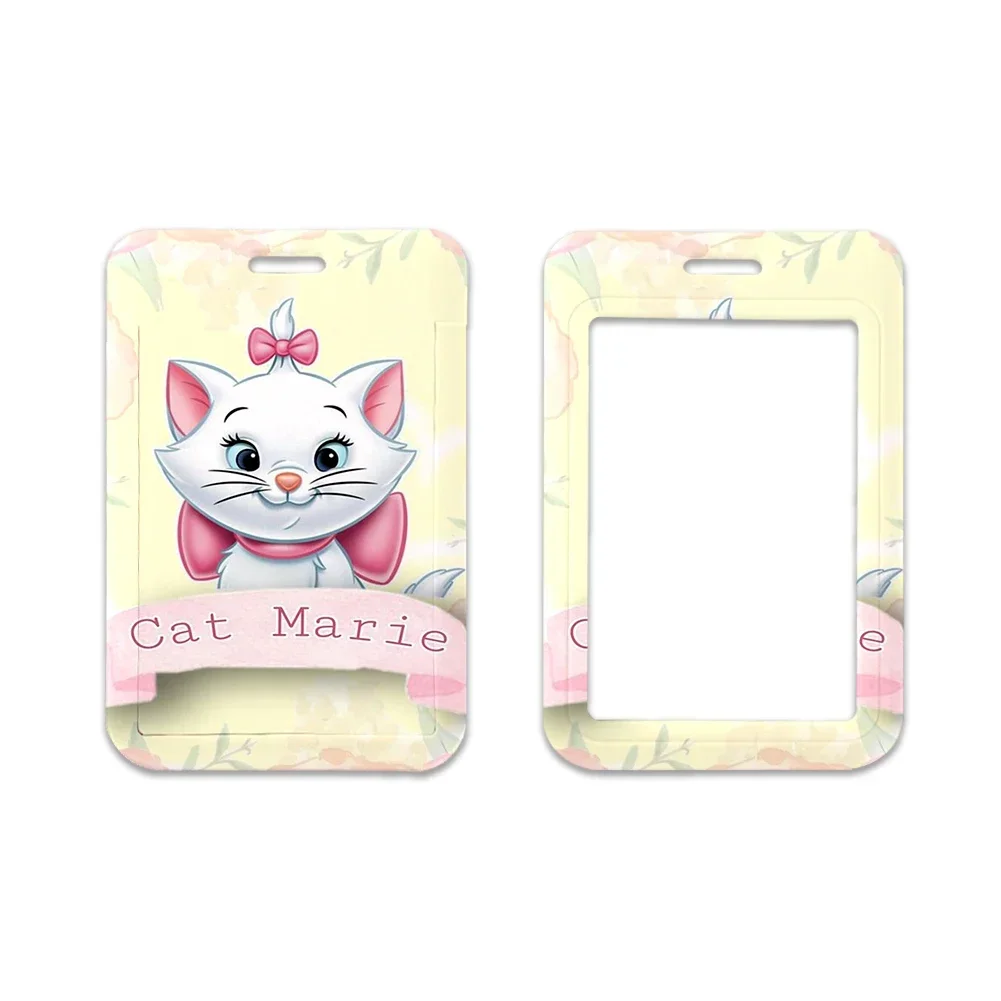 Les Aristochats-Porte-badge Disney pour femmes et filles, accessoires porte-clés, porte-carte d'identité, lanière, sangles de cou, porte-documents d'identification