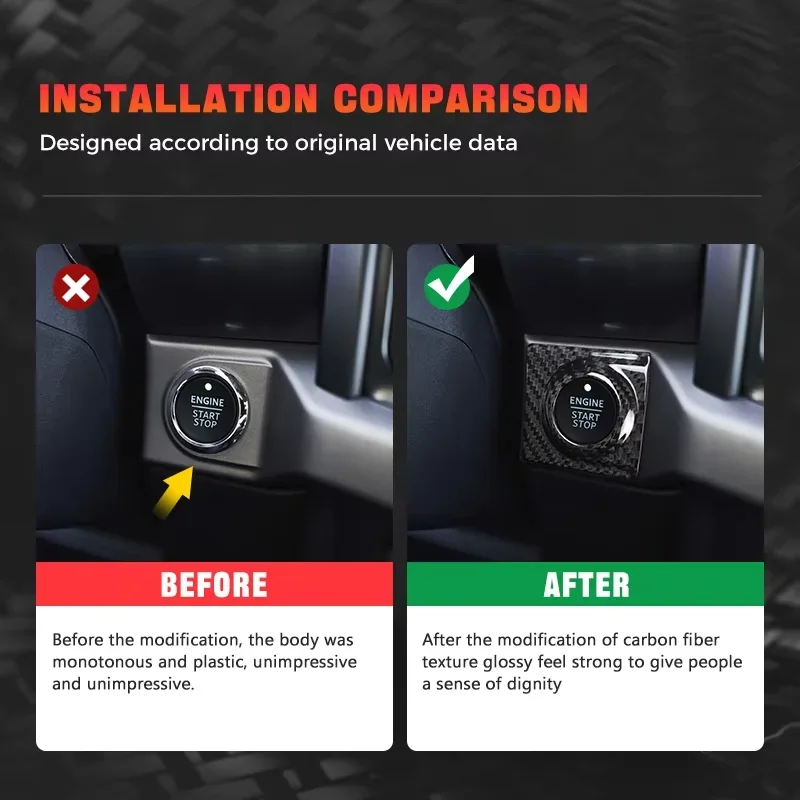 

For FORD F-150 2021-2025 F-250 2021-2023 Real Dry Carbon Fiber Start Engine Stop Button Activation Bezel Interior Modification