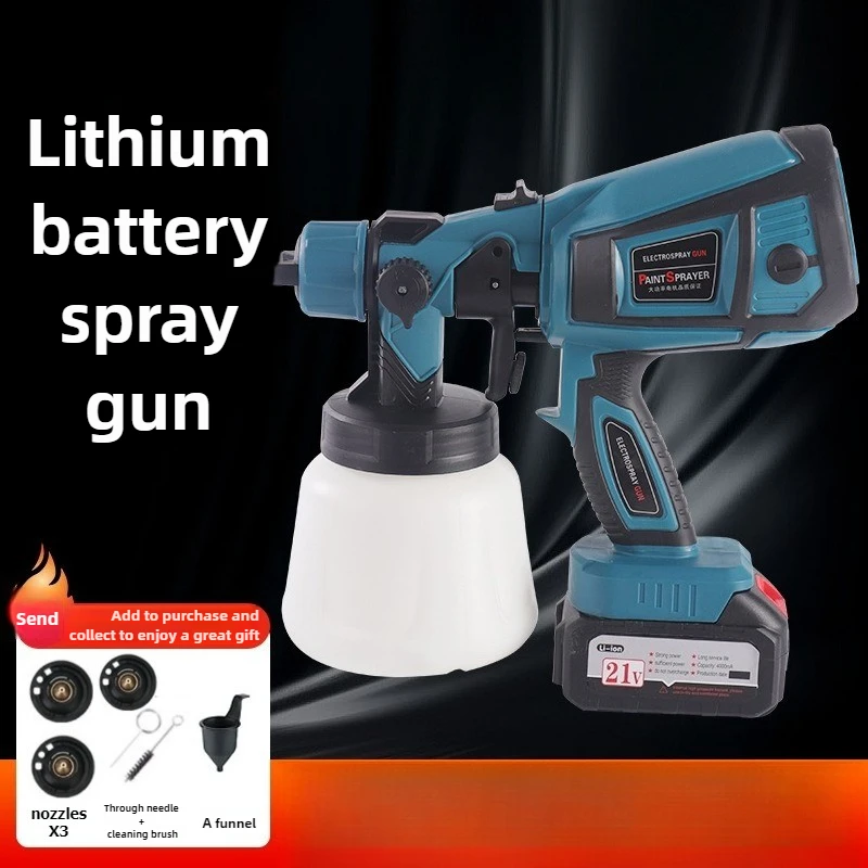 

Cordless Paint Sprayer Compatible with Battery, with 1X Rechargeable Batteries, 1400Ml Container, Battery Furniture Coating