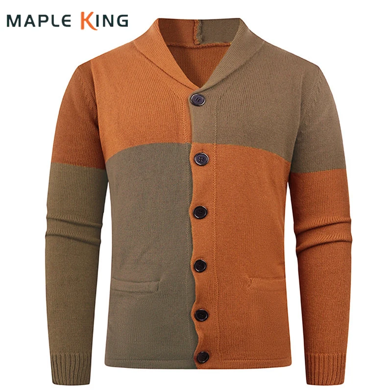 الملابس الرجالية سترة قبيحة سترة أوم لوكس خمر المرقعة اللون الدافئة جيرسي Hombre محبوك البلوز البلوزات معطف الرجال
