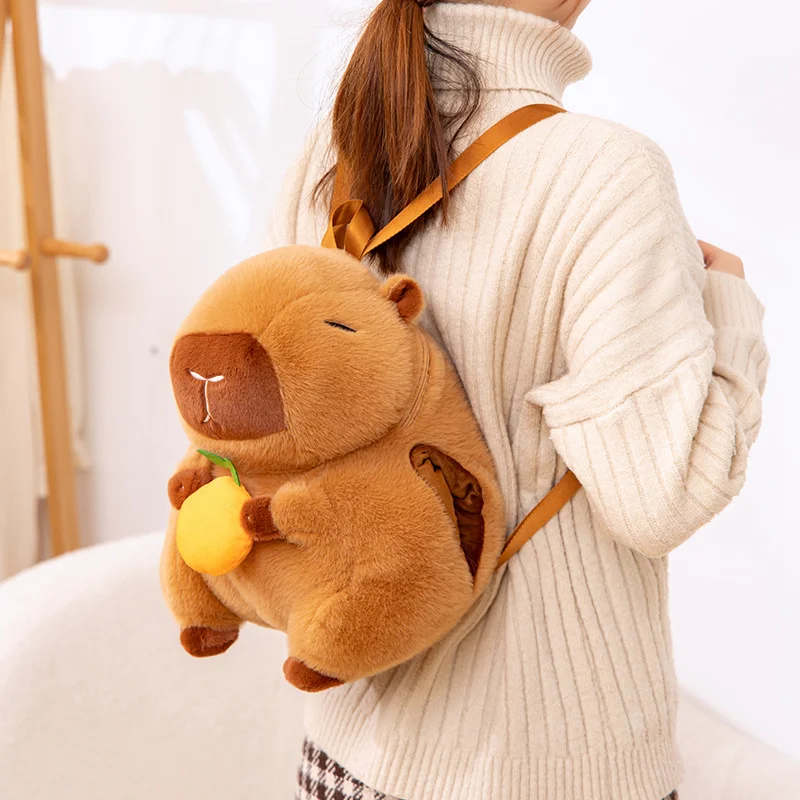 1pc 33cm adorável capivara mochila de pelúcia kawaii animal capivara mão mais quente travesseiro recheado macio para o presente dos namorados