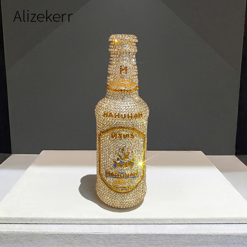 

Alizekerr Wine Bottle Rhinestone Clutch bag 2026 Women Novelty Unique Sparkly Crystal Evening Handbag For Wedding Cocktail Party