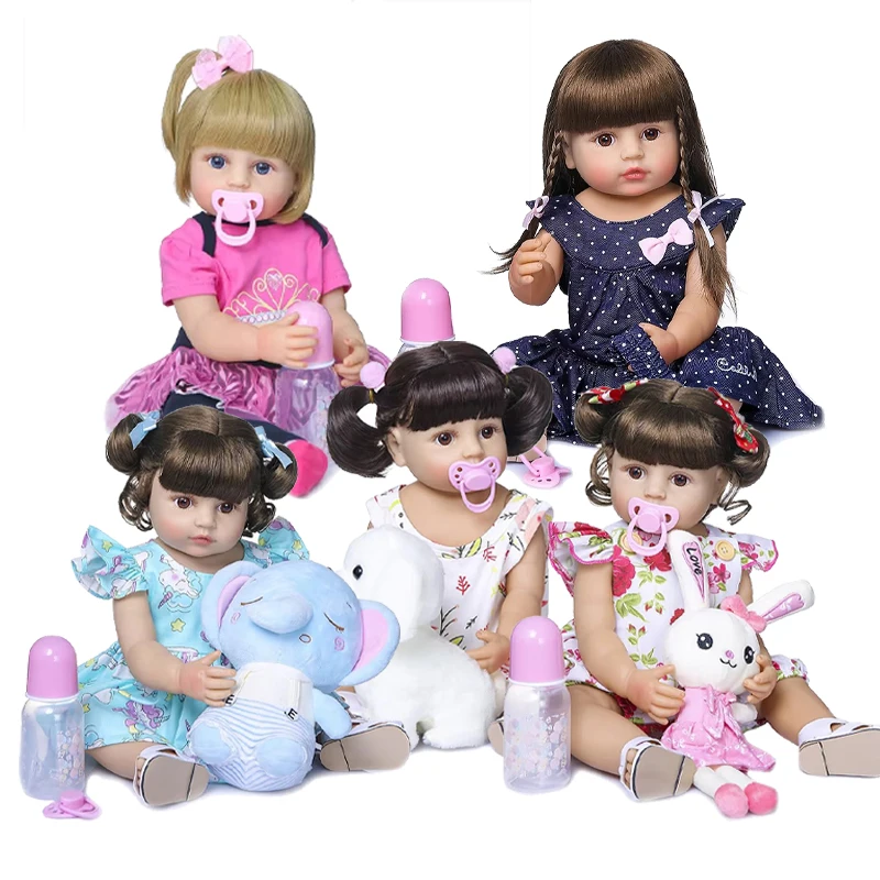 Kid 55CM Reborn Lifelike Full Body Soft Silicone Popular Sweet Face Bebe Toddler Toy Baby Girl Doll Birthday Christmas Gift Doll