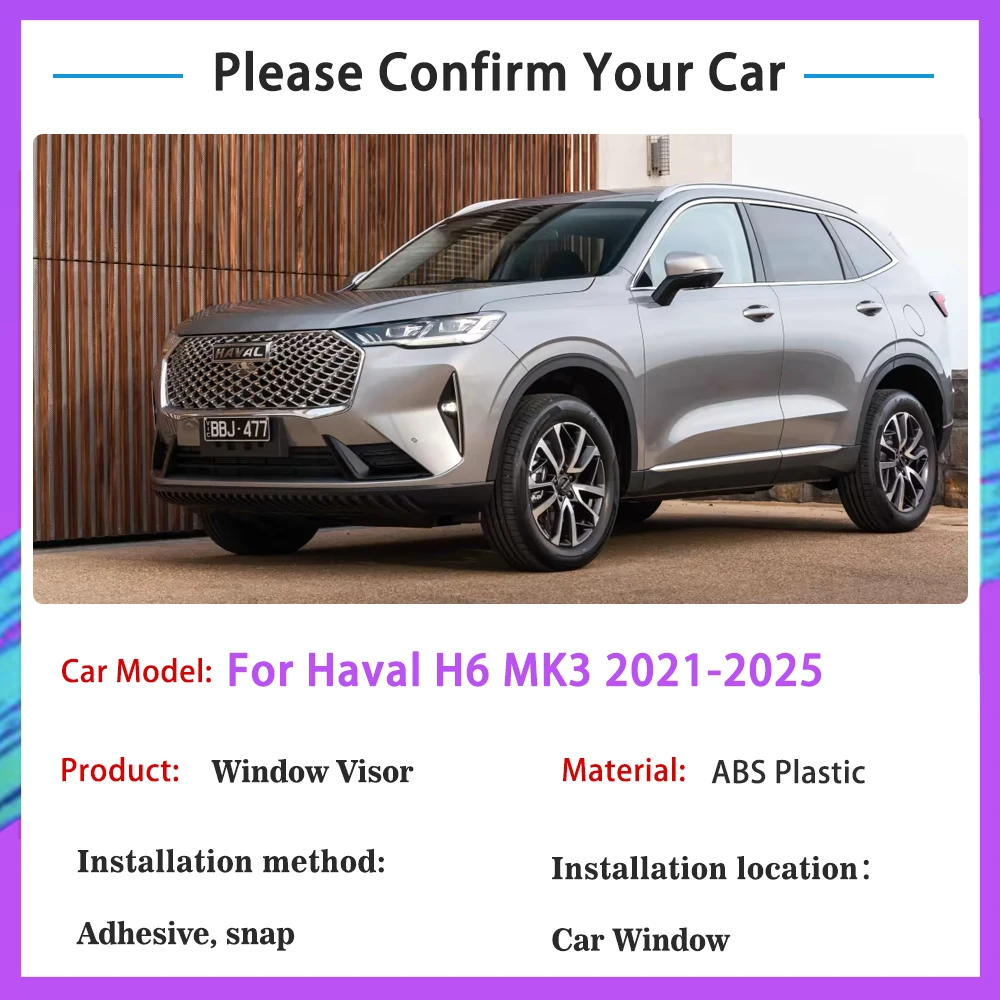 واقي نافذة للجدار العظيم Haval H6 2021 2022 2023 2024 حامي المطر سيارة منحرف الزجاج الأمامي حاجب المطر زينة السيارات