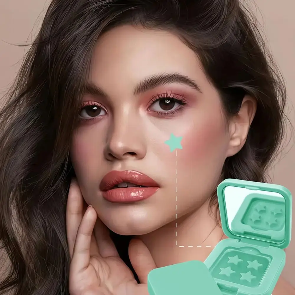 الجمال مع صندوق مرآة حب الشباب بقع على شكل نجمة متعدد الألوان بثرة بقع العقيمة تنفس بثرة غطاء ملصقات المسام نظيفة