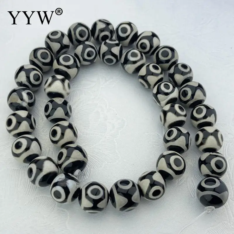 One Eyed 6mm 8mm 10mm 12mm 14mm Natural Tibetan Agate Dzi Beads Round Black 1 Strand For Jewelry Making Diy Necklace Bracelet