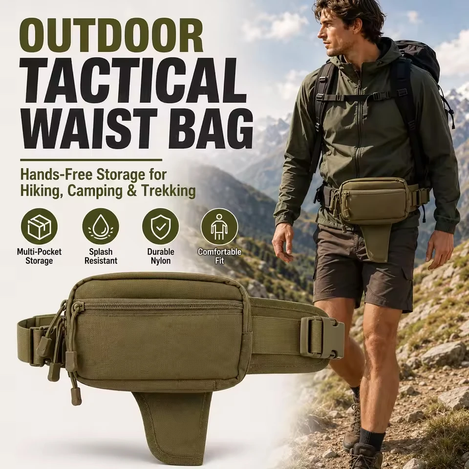 Image of Tarnfarbene Taktische Hüfttasche Outdoor Molle Kampftasche Mehrzweck-Organizer für Wandern, Camping, Trekking und Reisen