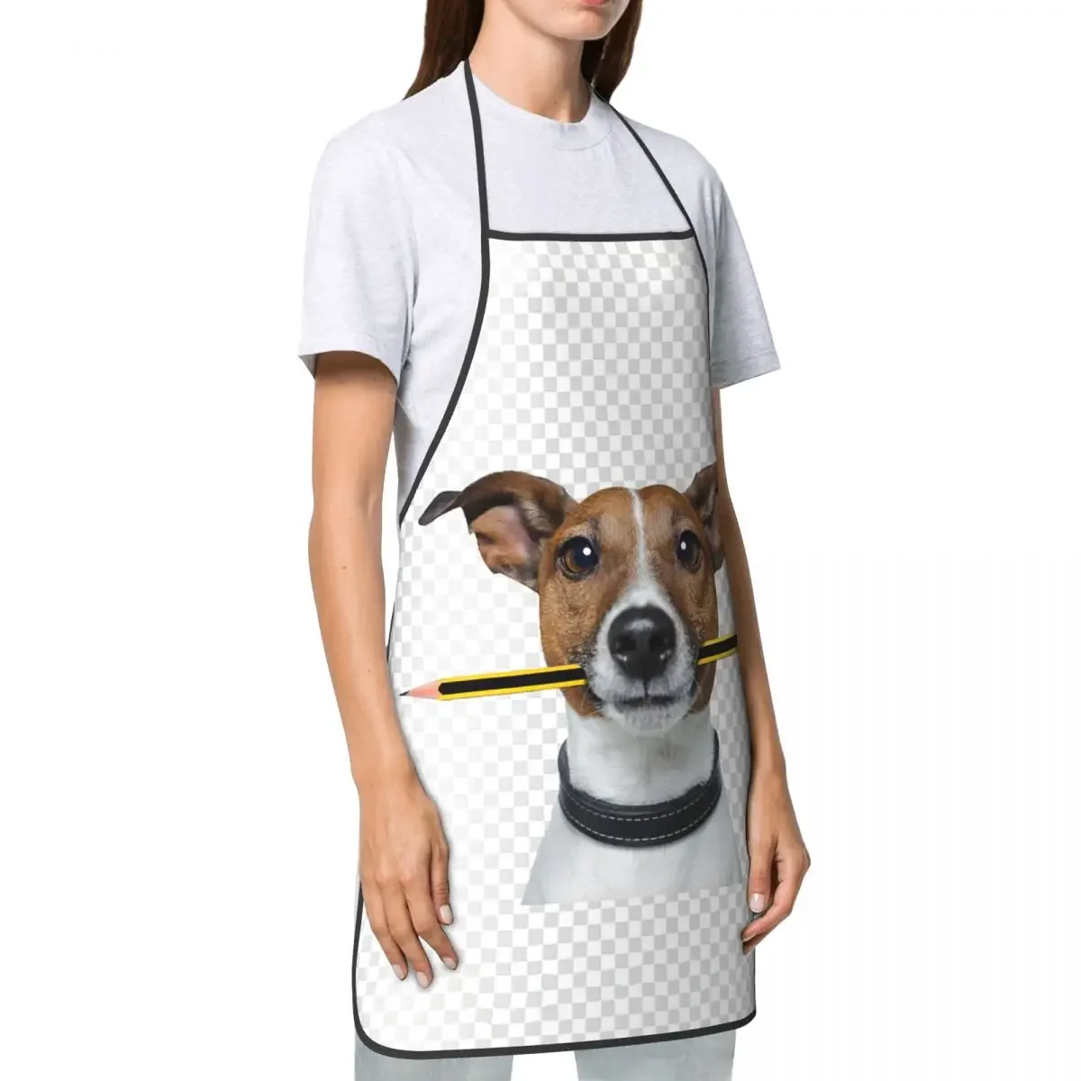 Funny Jack Russell Terrier Dog With Pencil Bib Aprons Men Women Unisex Kitchen Chef Animal Tablier Cuisine for Cooking Baking