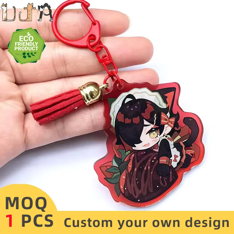 UJA CNC Diamond Cut Keychain Custom Pvc Acrylic Blanks 3D Clear Keychains In Bulk Cute Luxury Cartoon Charms