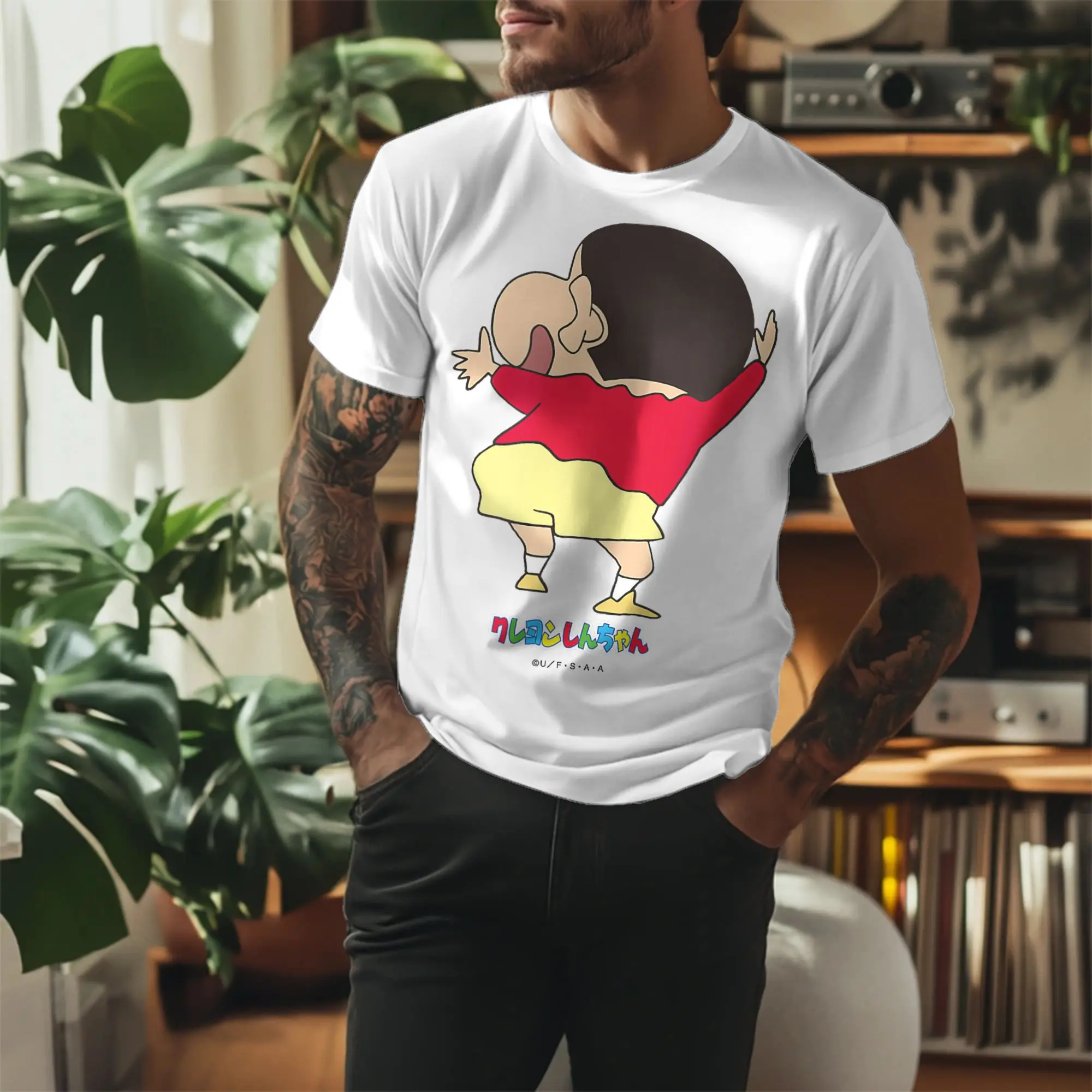 Men Women's Crayon Shin chan Smile Shin chan T Shirt  Cotton Clothing Leisure Short Sleeve Round Collar Tees Classic T-Shirt
