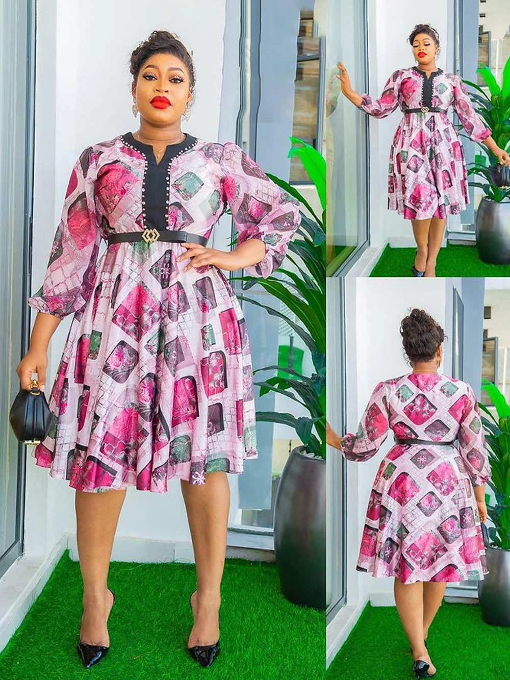 

Africa Clothes Dashiki Print Chiffon Dresses For Women Prom Party Evening Gown Robe Africaine Femme Office Ladies Dress Kaftans