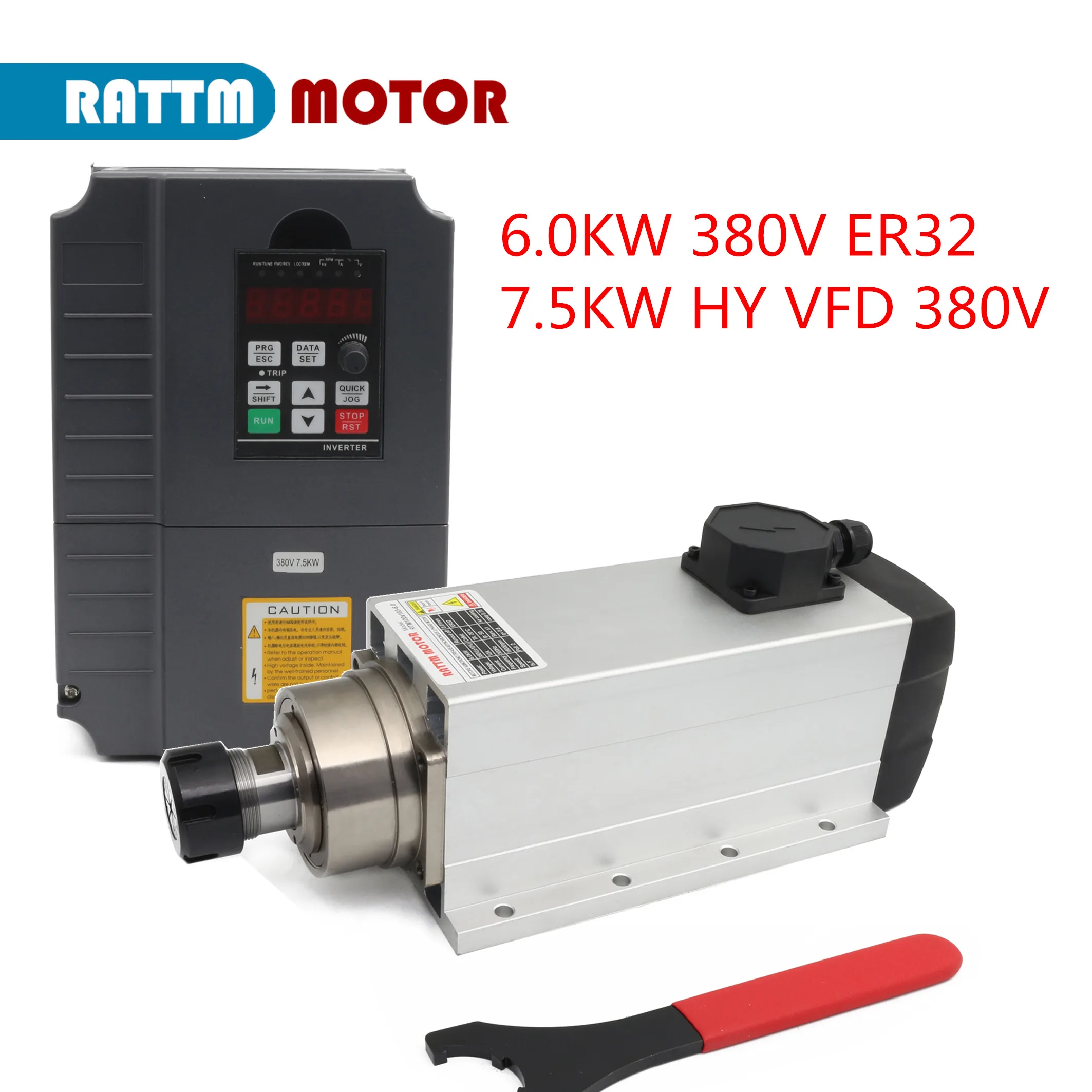 

【EU Stock】CNC Spindle 4.5KW 6KW Air Cooled Spindle Motor 380V 18000rpm ER32 300HZ with Inverter For CNC Milling Router Machine