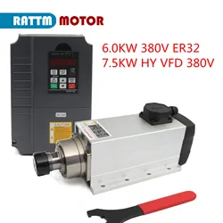 【EU Stock】CNC Spindle 4.5KW 6KW Air Cooled Spindle Motor 380V 18000rpm ER32 300HZ with Inverter For CNC Milling Router Machine