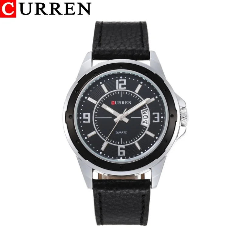CURREN 8164 Orologio al quarzo da uomo arancione nero moda unico cinturino in pelle cool orologio da polso per cronografo regalo maschile non disponibile