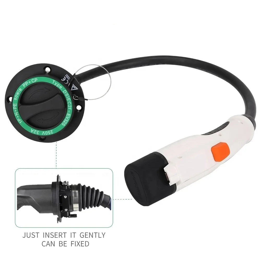 EV Adaptor  32A Electric Vehicle Car EV Charger Connector Type 2 To GBT Electric Vehicle Charging Adapter With 0.5m cable