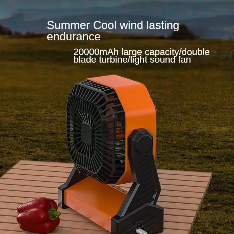 Elétrica em pé ou pendurado ventilador, luz LED ao ar livre, carregador portátil, mini chiller controle remoto, 20000-40000 mAh temporizador