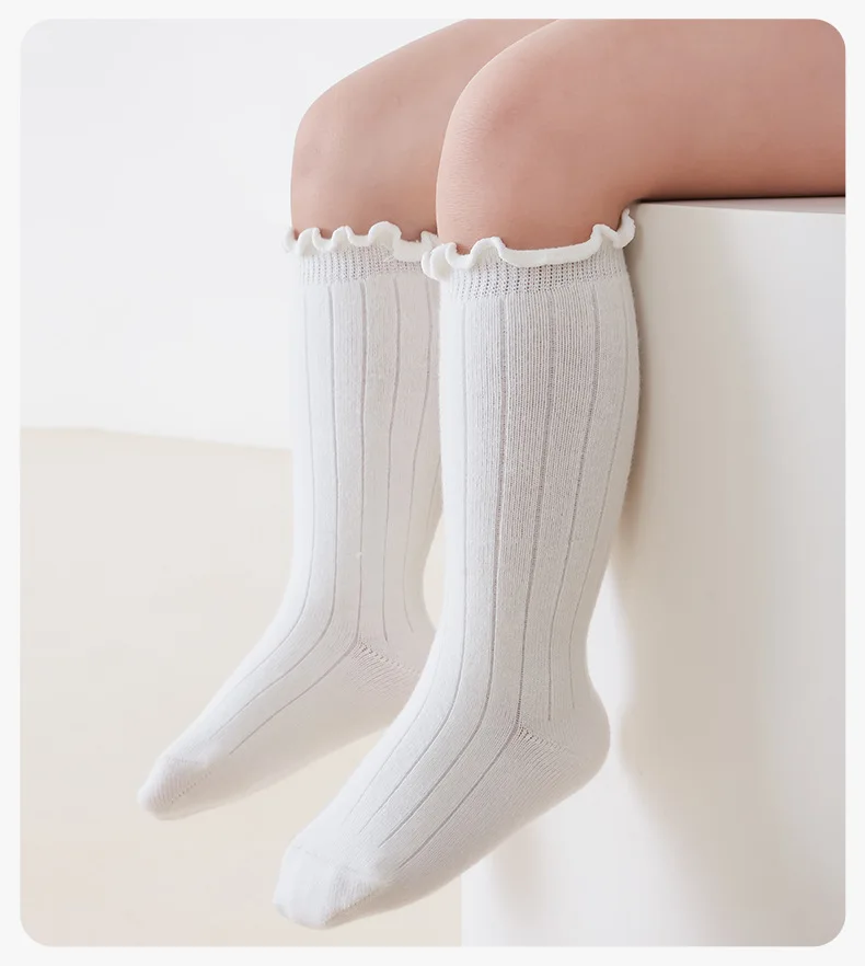 3/5 Paar Baby-Mädchen-Socken, Spitzen-Prinzessinnen-Socken in Unifarben, Weiche Baumwollsocken mit Lockerem Bund für Kleinkinder und Babys – Detail 9
