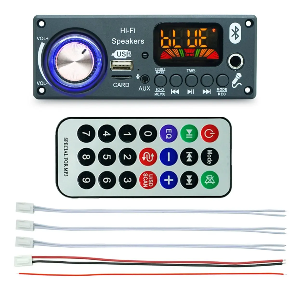 SCLS MP3 Decoding Board Car Audio Decoding Board TPA3116D2 Amplifier 2x50W+100W BT 5.3 for Car Audio