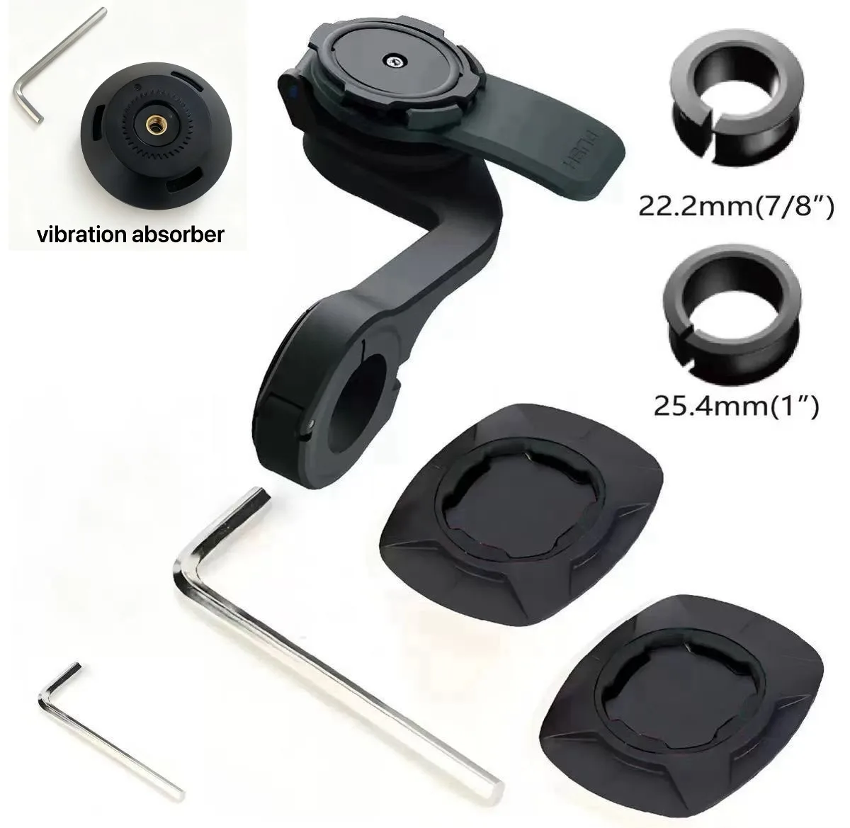 

Motorcycle and Bike Phone Mount - Heavy Duty, & Anti-Shock Holder Dampener Simple Quick Release Bracket Bicycle Universal