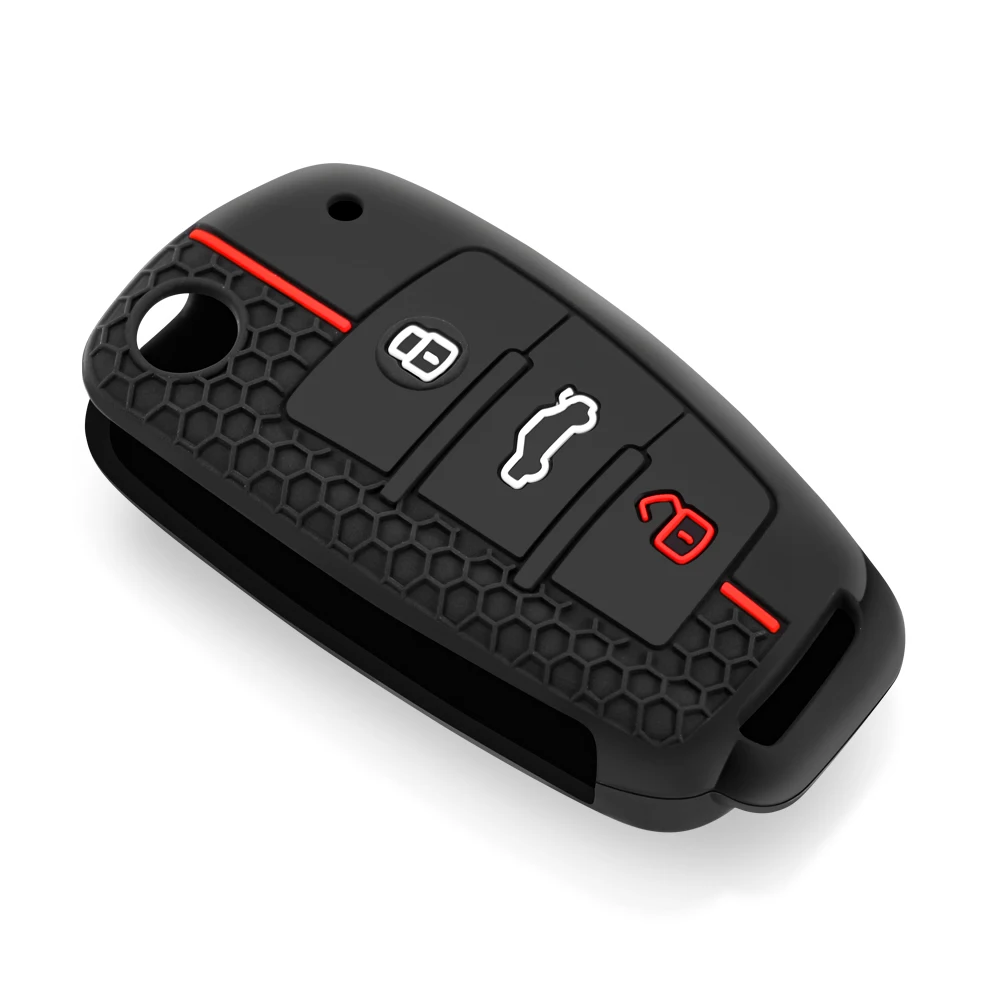 Silicone Key Case Cover Shell for Audi A4 B7 A6 C6 4f 8v A3 8p A1 A3 Accessories Auto Remote Key Holder 3 Button Jacket view 5