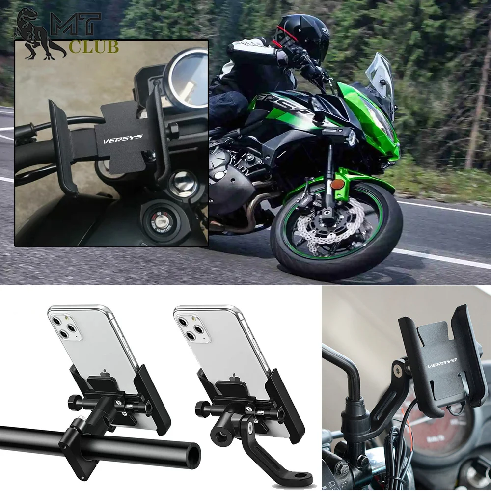 For Kawasaki Versys x300 tourer  Versys x300 650 1000 Motorcycle Mobile Phone Holder GPS Navigator Rear Mirror Handlebar Bracket