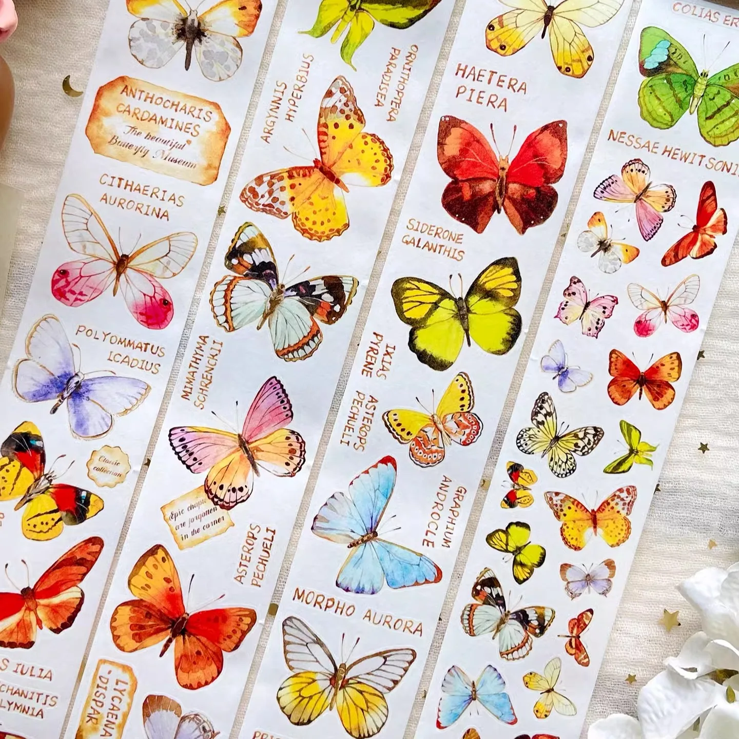 Xing Studio PET اشي الشريط يموت قطع الفراشة التوضيح بلطف الرجعية، فراشة ملصقات الزخرفية للمجلات،