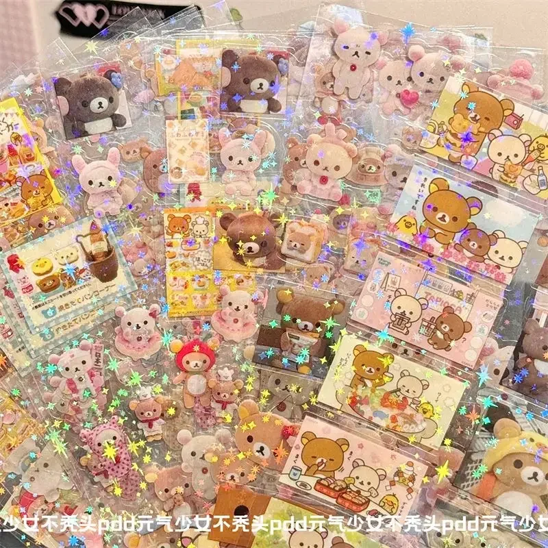 Nuovi adesivi cartoni animati Kawaii Rilakkuma, adesivi scritti a mano, decorazioni per quaderni desktop, compleanno per studenti e regali di Natale