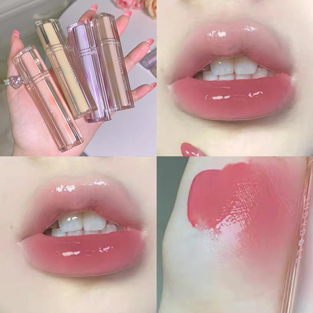 

Mirror Lip Gloss Iced Tea Color Glass Jelly Finish High Shine Non Sticky Hydrating for Daily Student Essential