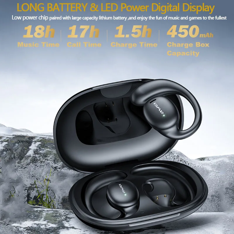 Awei T80 OWS Earhook Sports Headset Air Conduction Wireless Bluetooth Headphones Bluetooth 5.3 Earphones TWS Earbuds 450mAh
