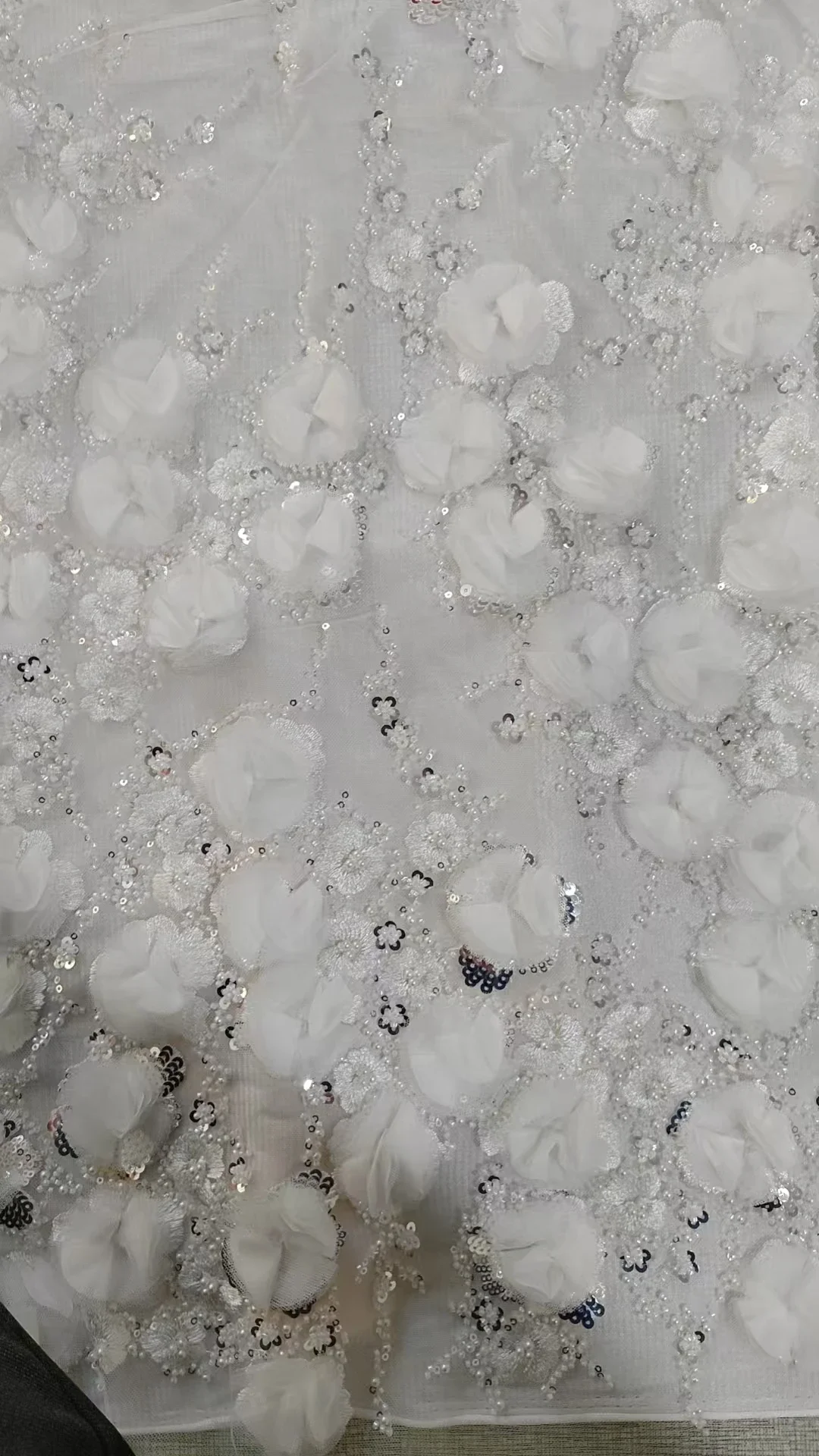 フォーマルホワイトレースポルムドレスカスタマイズされたフロアレングスオフショルダー3Dフラワーウェディングドレス刺繍vestidosデフィエスタ