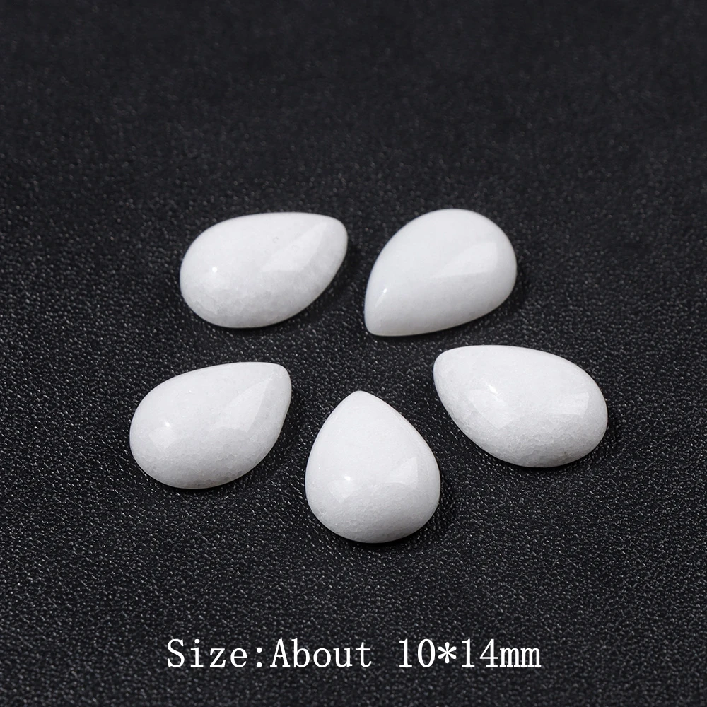 10x14mm Water Drop Shape Natural Stone Cabochons Beads Agate Crystal Opal Chalcedony Cabochons for Needlework DIY Jewelry Making